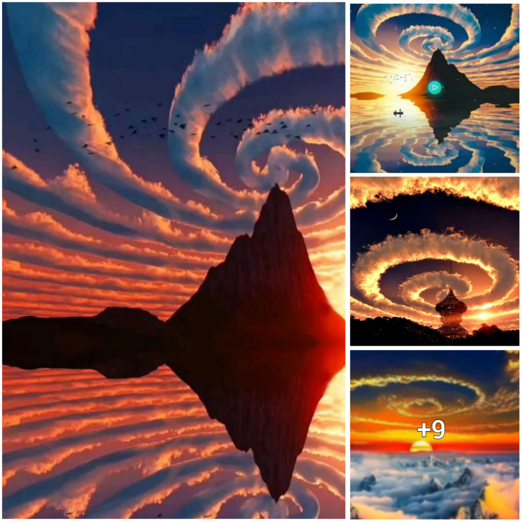 “Glimmering Circular Clouds at Sunset: A Spectacular Showcase of Nature’s Splendor”